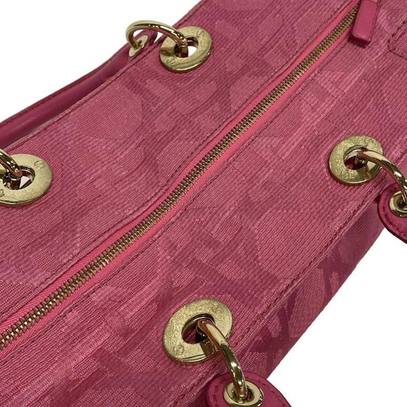 Auth DIOR/ChristianDior Cannage Stitch Pink Jacquard Leather Handbag - Picture 13 of 16